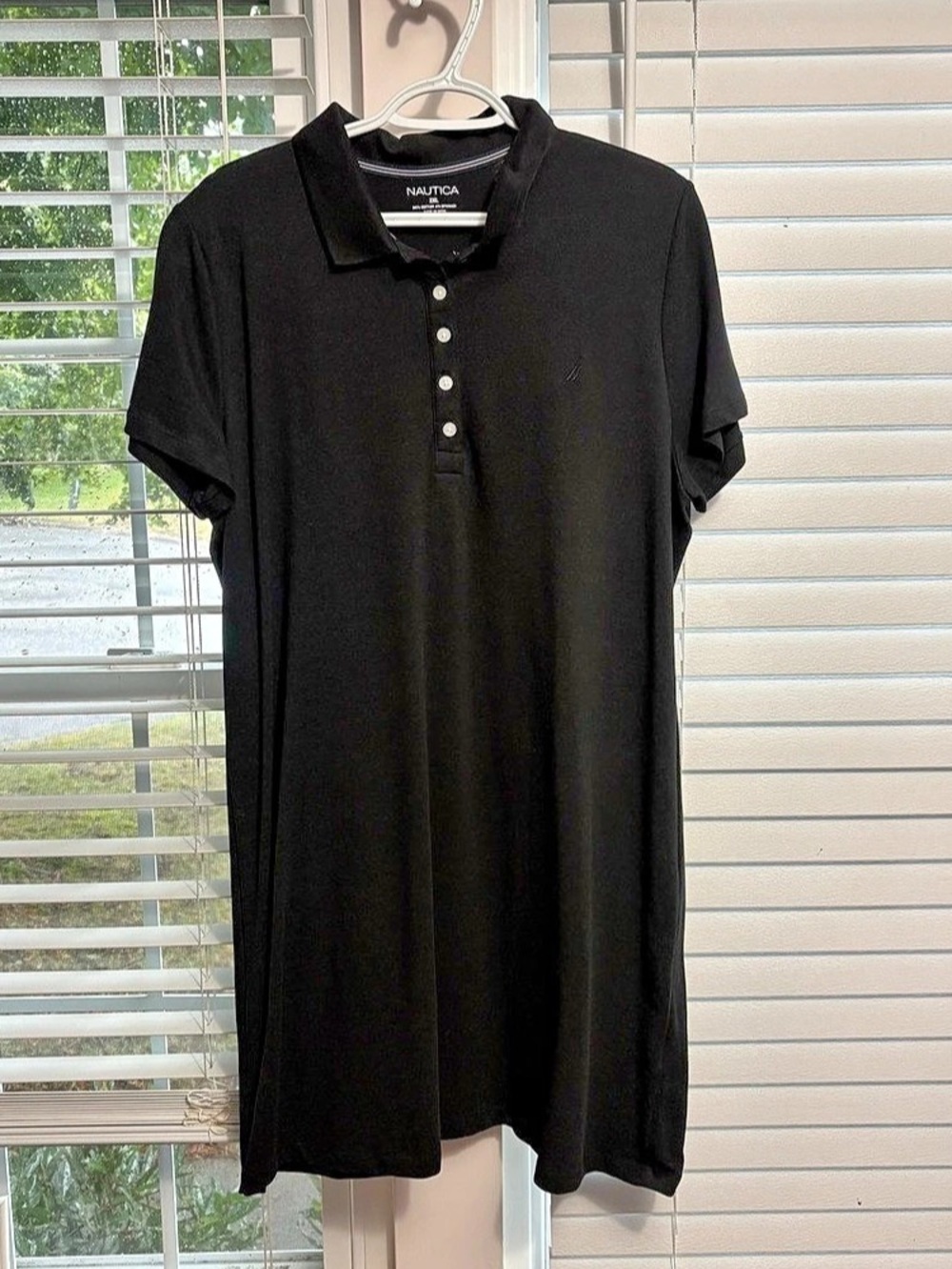 Nautica Women’s 2XL Black Polo Dress Short Sleeve Cotton Stretch Pique